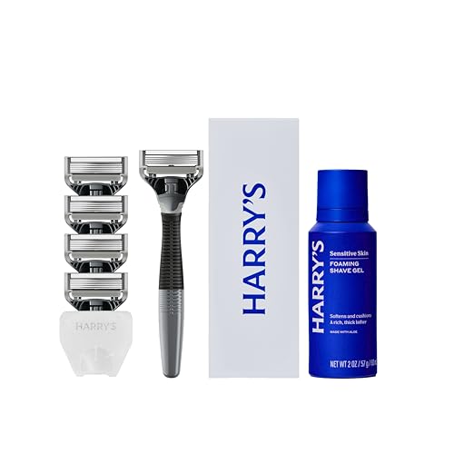 Harrys Original Shaving Kit Handle 5 Refills Gel Charcoal