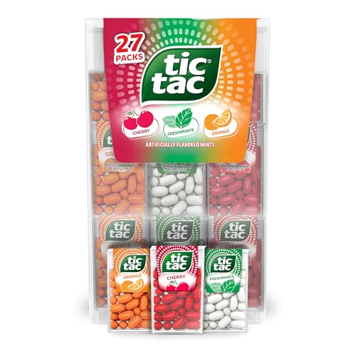 Tic Tac Variety Pack Mega Box, Bulk 27 Packs, Cherry, Freshmints, Orange, Refreshing Fruity Mints, Classic Box, 17.14 oz