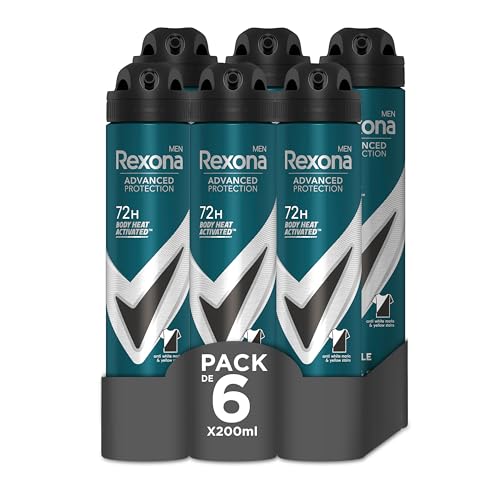 🔥 STARKER PREIS (-23%) Rexona Invisible Black & White Deosol-Spray Advanced Protection 72h Anti-Transpirant für Herren, 200 ml, 6 Stück
