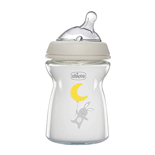 ⚡ BLITZDEAL (-51%) Chicco Natural Feeling Anti-Kolik Babyflasche für 0+ Monate, 250 ml, mit Weichem Silikonsauger und Doppelventil, Natürliches und Instinktives Gefühl beim Saugen, Glasflasche