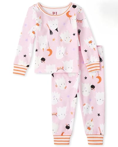 The Children's Place baby girls Family Matching Christmas Holiday Sets, Snug Fit 100% Cotton, Adult, Big Kid, Toddler, Pajama Set, Hlwn Pnk Ghost, 4T US
