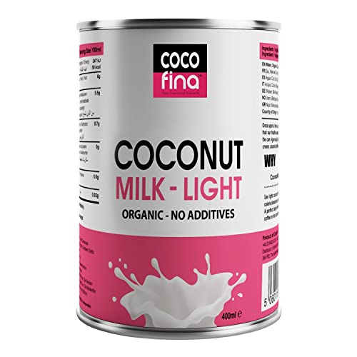 Cocofina Organic Coconut Milk Light | 46% Coconut | No Guar Gum | BPA Free Can | Soil Association Certified | Dairy Free Vegan — 400ml x 6