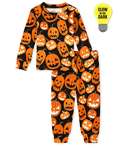 The Children's Place baby girls Family Matching Christmas Holiday Sets, Snug Fit 100% Cotton, Adult, Big Kid, Toddler, Pajama Set, Hlwn Pumpkin, 4T US
