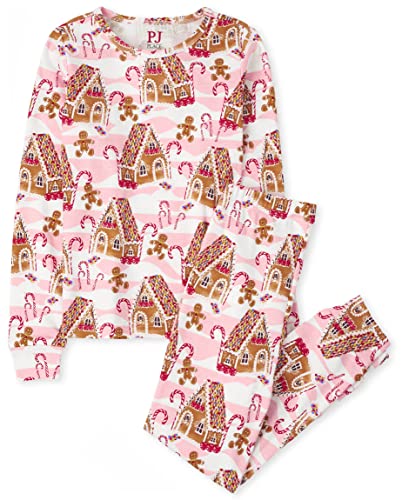 The Children's Place,Family Matching Christmas Holiday Pajamas Sets, Snug Fit 100% Cotton, Adult, Big Kid, Toddler, Baby,Kids - PJ Set,PINK GINGERBREAD,12