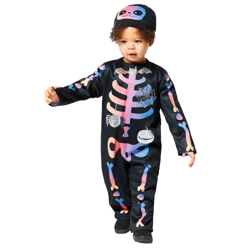 Amscan 9914788 - Kids Ombre Skeleton Halloween Girls Fancy Dress Costume Age: 3-4 Yrs