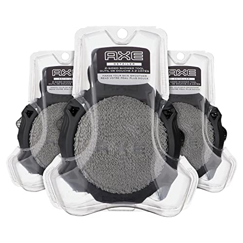 AXE Modern Shower Tool Skin Cleanser for Smoother Skin Detailer Exfoliates and Gently Cleanses One Size 3 Count, Black