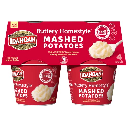 Idahoan Buttery Homestyle Mashed Potatoes Cup, 1.5oz (Pack of 24)