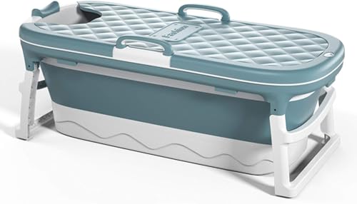 Portable Bathtub for Adult- Extra Large 56" Foldable Collapsible tub. Ergonomically Designed for the Ultimate Relaxing Soaking Bath, Ice Bath. Ideal for Small Spaces, Quick, Effortless Folding Bathtub