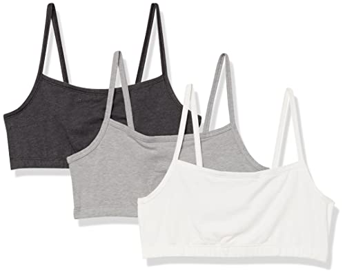 Hanes womens Comfortflex Fit Bralette Pack, Stretch Cotton Low-impact Bra, Moisture-wicking Cotton Bralette, 3-pa Bra, 3-pack - String Crop Moon Sky Heather/Concrete Heather/White, Small US