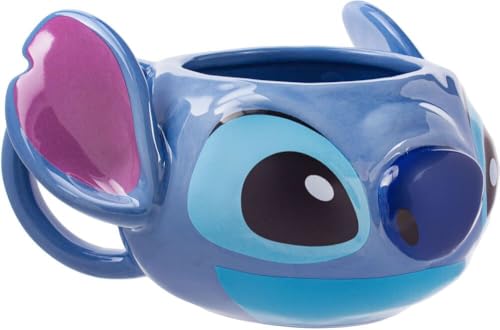 (-37%) Stitch Tassenform - Offiziell lizenziertes Disney-Merchandise, handbemalte Lilo & Stitch Keramiktasse, 450 ml (15 oz), Schwarz