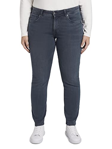 (-43%) TOM TAILOR Damen 1013440 Plussize Slim Fit Jeans Mit Stretch, 10120 - Used Dark Stone Blue Denim, 44 EU