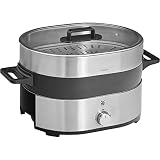 WMF Lono Hot Pot & Steamer Elektro-Dampfgarer, 3,6 L, 1700 W, Garkorb für Dim Sum & Bao, für 6 Personen, Edelstahl matt