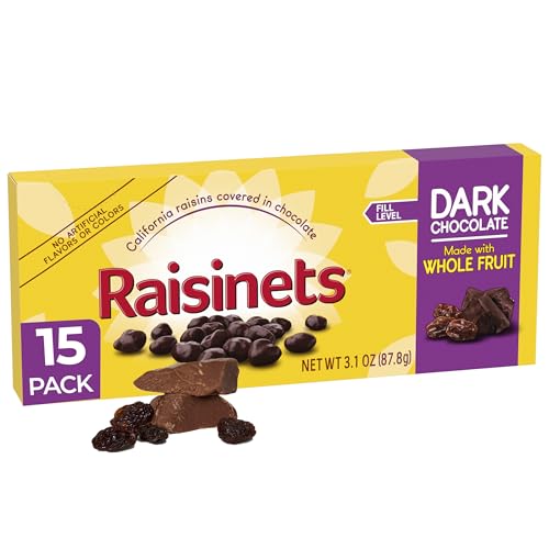 Raisinets, Dark Chocolate Covered California Raisins, Movie Theater Candy Box, 3.1 oz each, Bulk 15 Pack