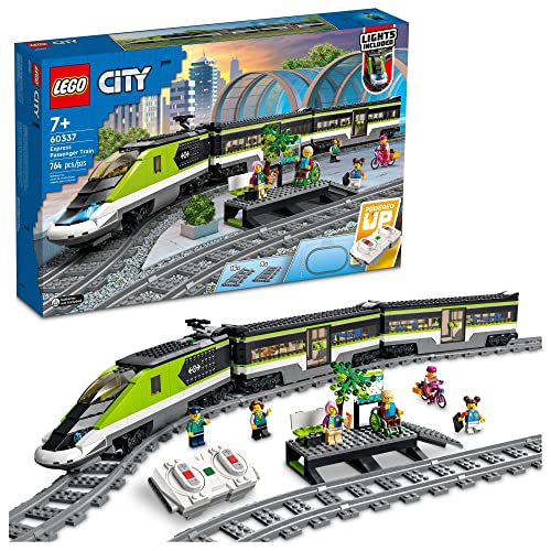 LEGO City Express Passenger Train Set - Remote Controlled Train Toy W/Working Headlights, 2 Coaches & 24 Track Pieces - Building Set Gift Idea for Kids, Boys & Girls, Ages 7+ - 60337