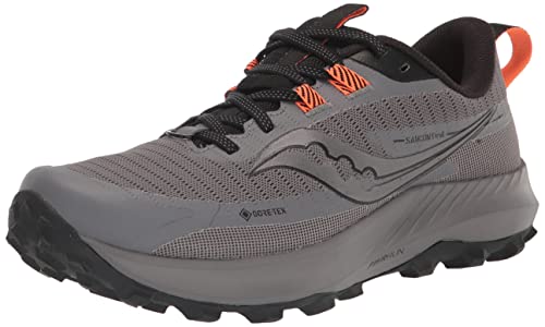 Saucony Men's Peregrine 13 Trail Running Shoe, Gravel/Black, 7