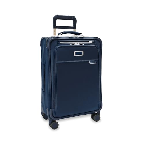 Briggs & Riley Essential 22" Carry On Expandable Spinner - Luggage for Travel, Suitcases with Wheels, Softside Rolling Bag for Men & Women, Self-Repairing Zipper - Baseline Collection, Navy