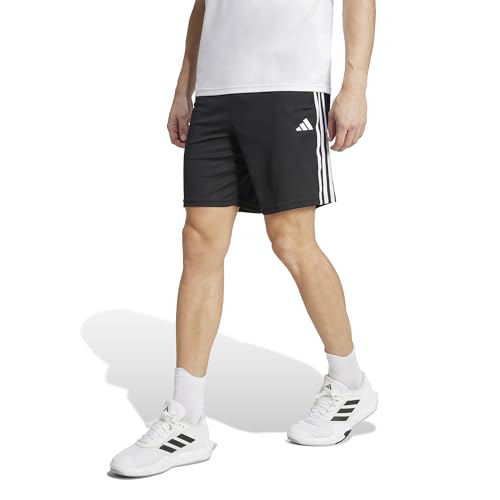 adidas Men's Essentials Pique 3-Stripes Training Shorts, Black/White, Medium