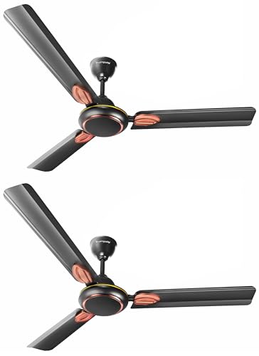 LONGWAY Kiger P2 1200 mm/48 inch Ultra High Speed 3 Blade Anti-Dust Decorative Star Rated Ceiling Fan 2 Years Warranty (Smoked Brown, Pack of 2)