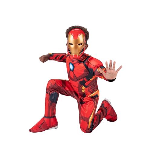 MARVEL Boys Deluxe Iron Man Costume, Kids Tony Stark Superhero Halloween Costume, Child - Officially Licensed Medium