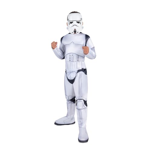 Star Wars Stormtrooper QUALUX Costume (Child) - Qualux Jumpsuit with 3D Half Mask - Size Large White