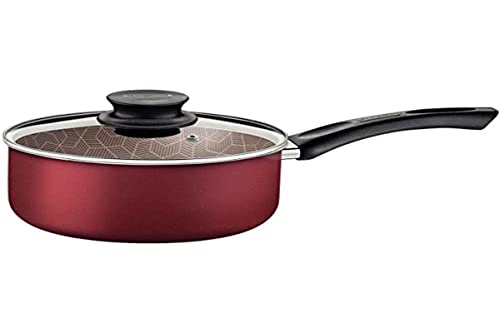 Panela Tramontina Paris em Alumínio com Revestimento Interno e Externo em Antiaderente Starflon Max Vermelho com Tampa de Vidro 16 cm 1,5 L