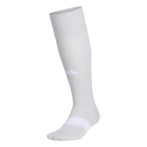 adidas Unisex-Adult Metro Over The Calf Soccer Socks, Light Grey/White, Small
