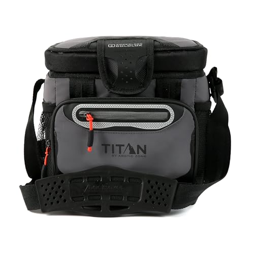 Titan by Arctic Zone Deep Freeze Cooler - 9 Can Zipperless Hardbody Cooler with Deep Freeze Insulation, HardBody Liner, and SmartShelf - Sharkskin Gray