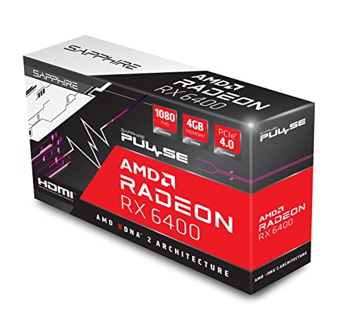 Sapphire Pulse AMD Radeon RX 6400 Graphics Card GDDR6 1080 FHD 4GB PCIE 4.0 HDMI Video Card