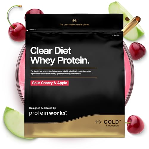 Protein Works | Clear Diet Whey Protein - Gold Innovation, Whey Protein Isolate Powder, Refreshing High Protein Drink, Sour Cherry & Apple, 40 Servings, 1kg