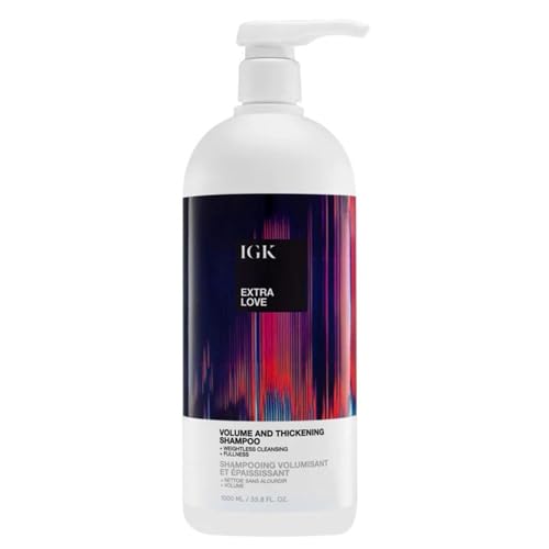 IGK Extra Love Volume & Thickening Shampoo for Fine, Flat Hair, 33.8 Oz