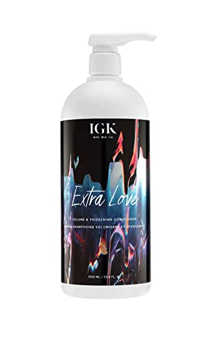 IGK Extra Love Volume & Thickening Conditioner for Fine, Flat Hair, 33.8 Oz