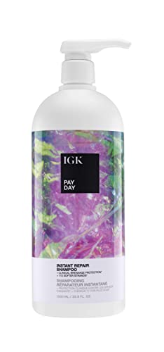 IGK Pay Day Instant Repair Shampoo for Damaged Hair, Sulfate-Free, 33.8 Oz