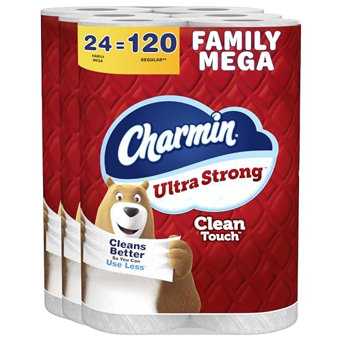 Charmin Ultra Strong Clean Touch Toilet Paper, 24 Family Mega Rolls = 120 Regular Rolls (Packaging May Vary)