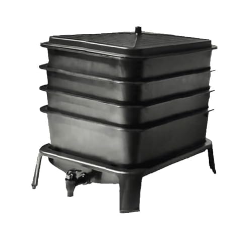 VERMI-FUTURE® Worm Condo Composting Bin, 4 Trays, Black, with Startup Bedding &amp; 3in1 Soil Meter, Ideal for Small Ho