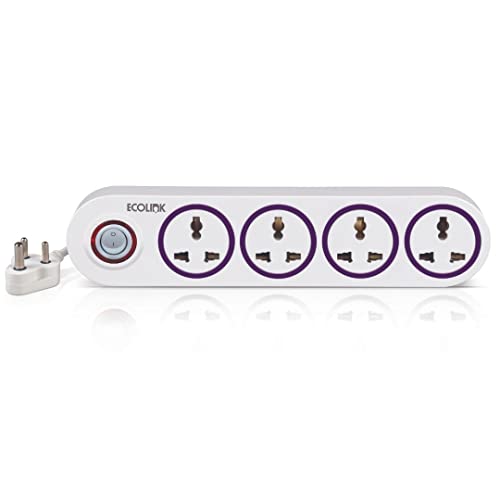 EcoLink Guardian Chief 4 Way Extension Board/Cord, Multi Socket Spike Guard 6A | Extension Board With Led Indicator | Cable Length: 1.5 Meter | Pack O