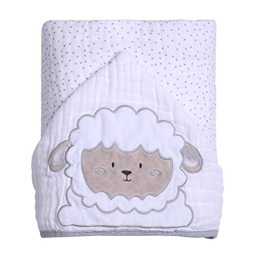 Toalha de Banho Soft Papi Friends com Capuz Bord. 90Cm X 75Cm, Branco/Cinza
