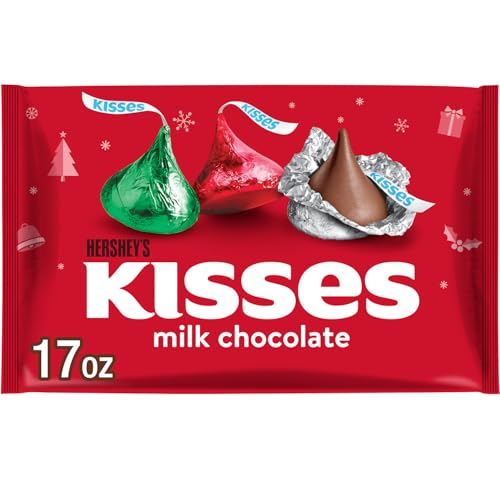 HERSHEY'S KISSES Milk Chocolate, Christmas Candy Bag, 17 oz