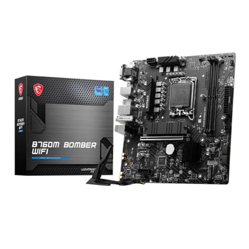 MSI B760M Bomber WiFi Motherboard, Micro-ATX - Supports 14th/13th/12th Gen Intel Core Processors, LGA 1700 - DDR5 Memory Boost 6400MHz/MAX, PCIe 4.0