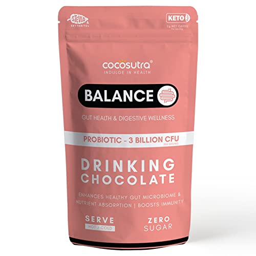 Cocosutra BALANCE Sugar Free Drinking Chocolate Mix | Gut Health & Digestive Wellness | Boosts Immunity | Good Bacteria Support | Keto Friendly | Enjo