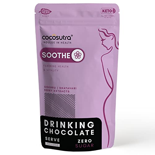 SOOTHE - Sugar Free Drinking Chocolate Mix | For Feminine Health & Period Pain Relief | Gokhru, Shatavari & Berry Extracts | Vegan | Keto Friendly | E