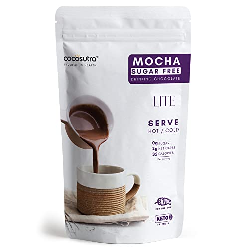 Cocosutra Sugar Free Drinking Chocolate Mix - Mocha | Hot or Cold | Low Carb, Low Calorie | Stevia & Erythritol Based | 200g
