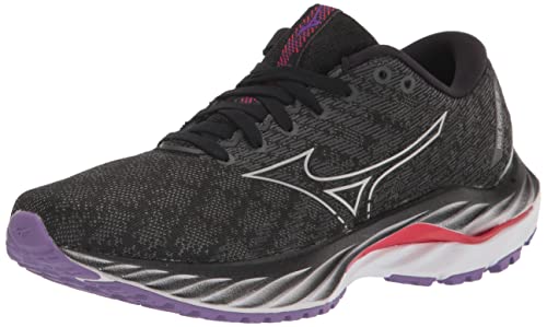 Mizuno Women's Wave Inspire 19 Running Shoe, Black/Silver, 9.5 Wide