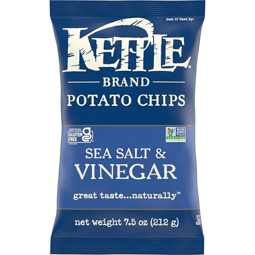 Kettle Brand Sea Salt and Vinegar Kettle Potato Chips, Gluten-Free, Non-GMO, 7.5 oz Bag