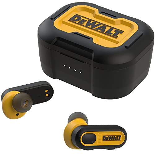 DEWALT Robuste True Wireless-Ohrhörer, Bluetooth-Kopfhörer mit Typ-C-Ladeetui im Lieferumfang enthalten, über 30 Stunden Akkulaufzeit, einfache Einr