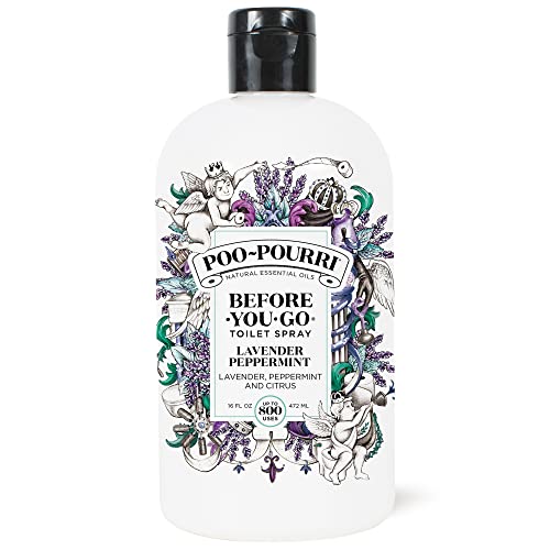 Poo-Pourri Before-You-Go Toilet Spray Refill, Lavender Peppermint, 16 Fl Oz, Up to 800 Uses, Bathroom Odor Deodorizer with Essential Oils for Home or Work, Lavender, Peppermint and Citrus Scent