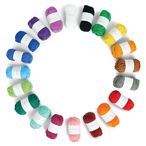 Caron Little Crafties Acrylic Mini Yarn Multipack 20 Count (Pack of 1) – Knitting, Crocheting & Art Projects – Machine Washable & Dryable – Durable Light Weight Yarn Kit