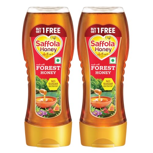 Saffola Honey Active, 700g (350g x 2), Made with Forest Honey, Pure Honey, No sugar adulteration, Natural Immunity booster, Squeezy Pack