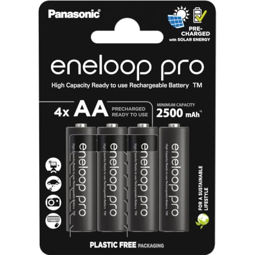 🔥 STARKER PREIS (-28%) eneloop pro - AA Akkus Wiederaufladbar (4 Stück) - 2500 mAh NiMH Batterien