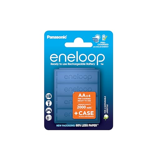 eneloop AA/Mignon Ni-MH battery (4-pack, blue case), rechargeable battery, NEW upgraded min. capacity 2000 mAh
