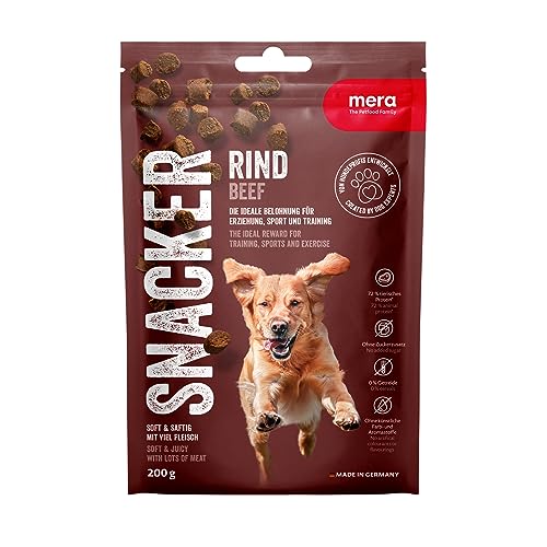 (-12%) MERA Snacker Rind (1 x 200g), getreidefrei, softe Hundeleckerli für Training oder als Snack, herzhafte fleischige Leckerlies für alle Hunde